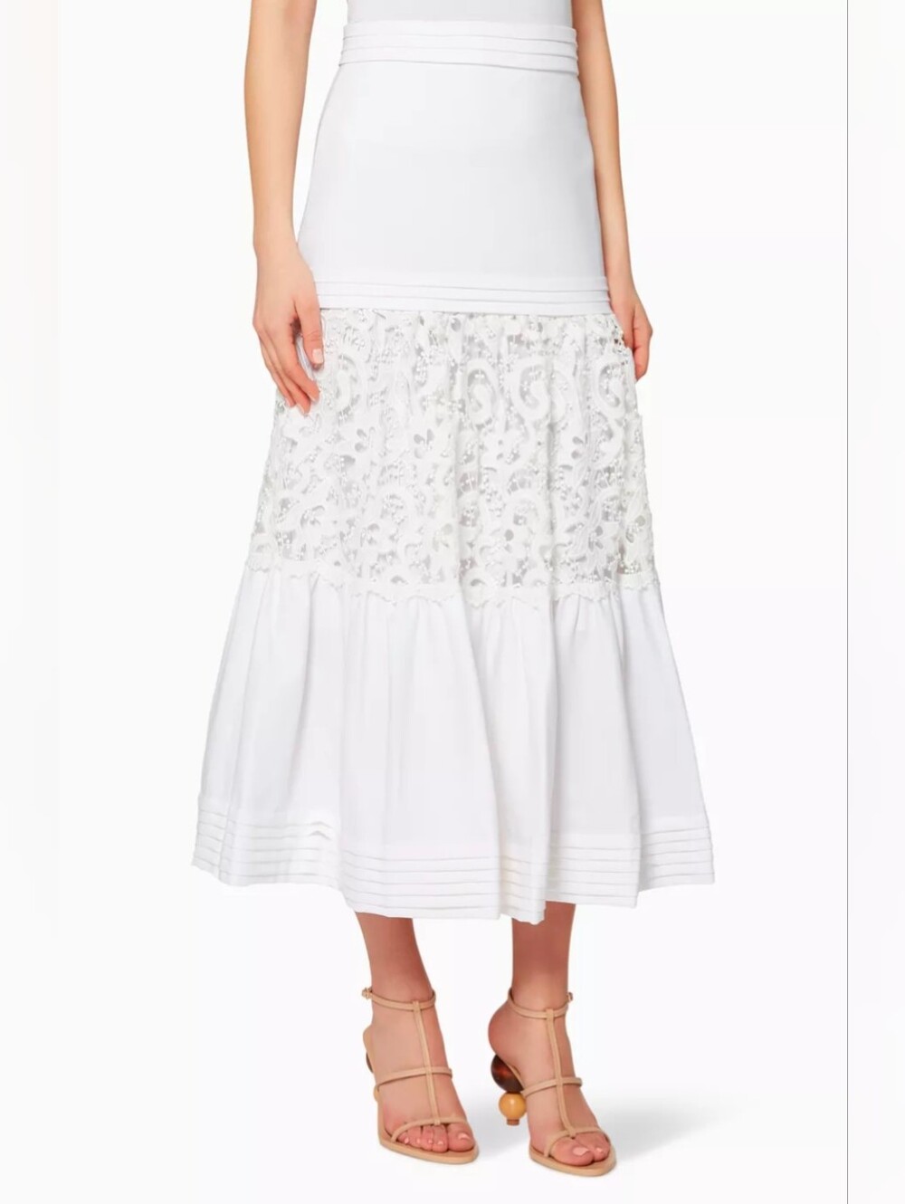Alexis Gwenda Midi Tiered Eyelit Skirt - Size M